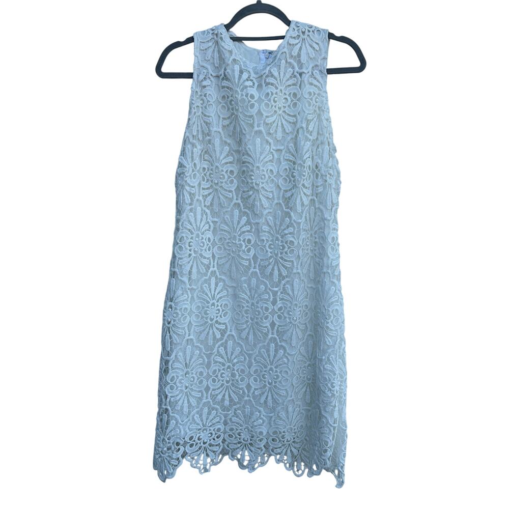 Adrianna Papell White Crochet Lace Shift Dress, Lined, Sleeveless, Sz 12‎